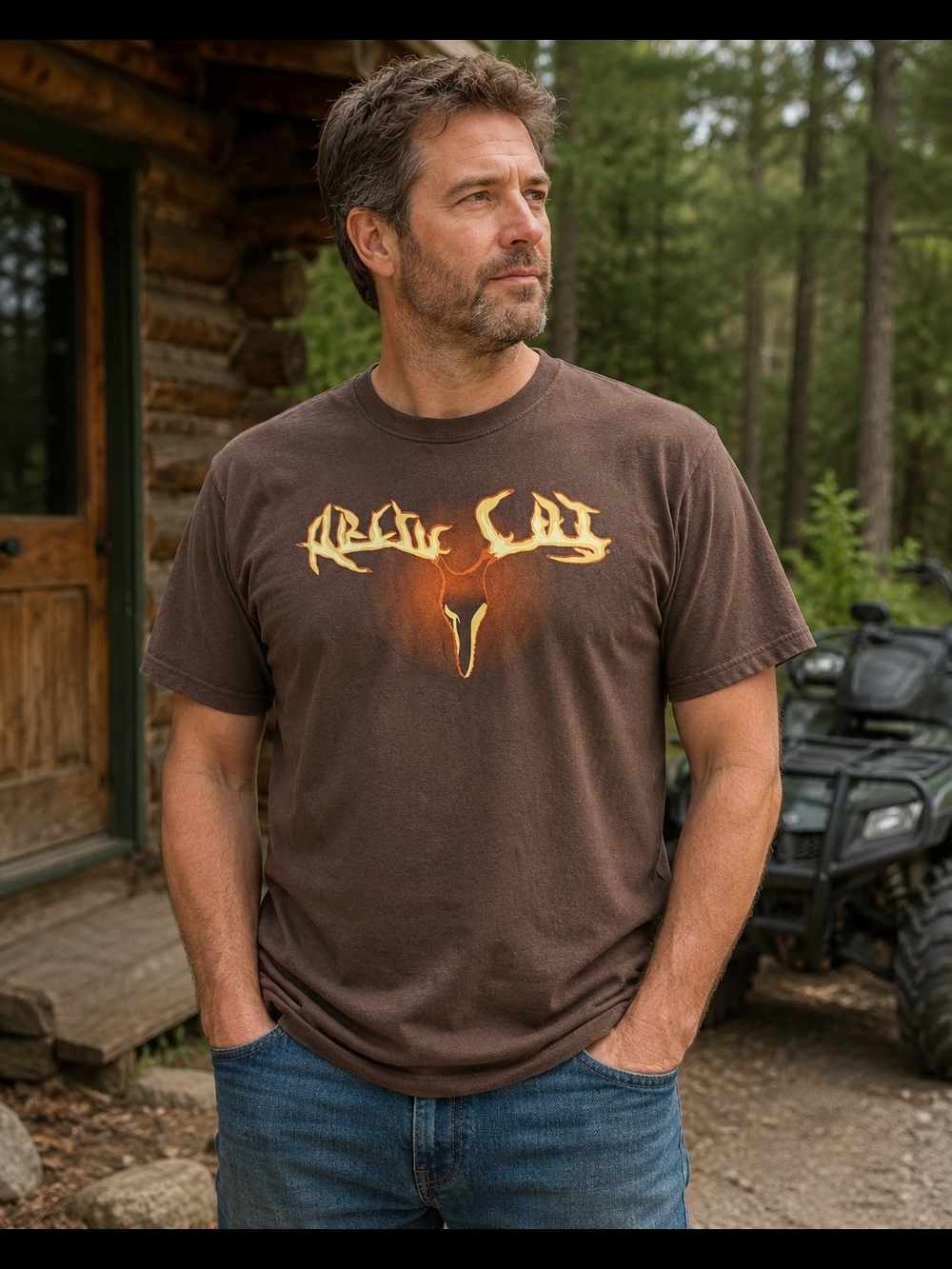 Arctic Cat Arcticwear Deer Skull Antler Graphic Brown T-Shirt Men’s XL
